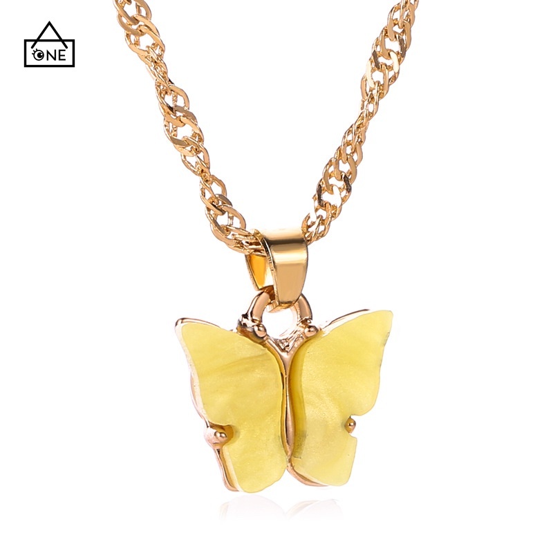 ✨COD✨Kalung Korea Rantai Wanita Liontin Kupu Biru Simple Necklace Klavikula A one