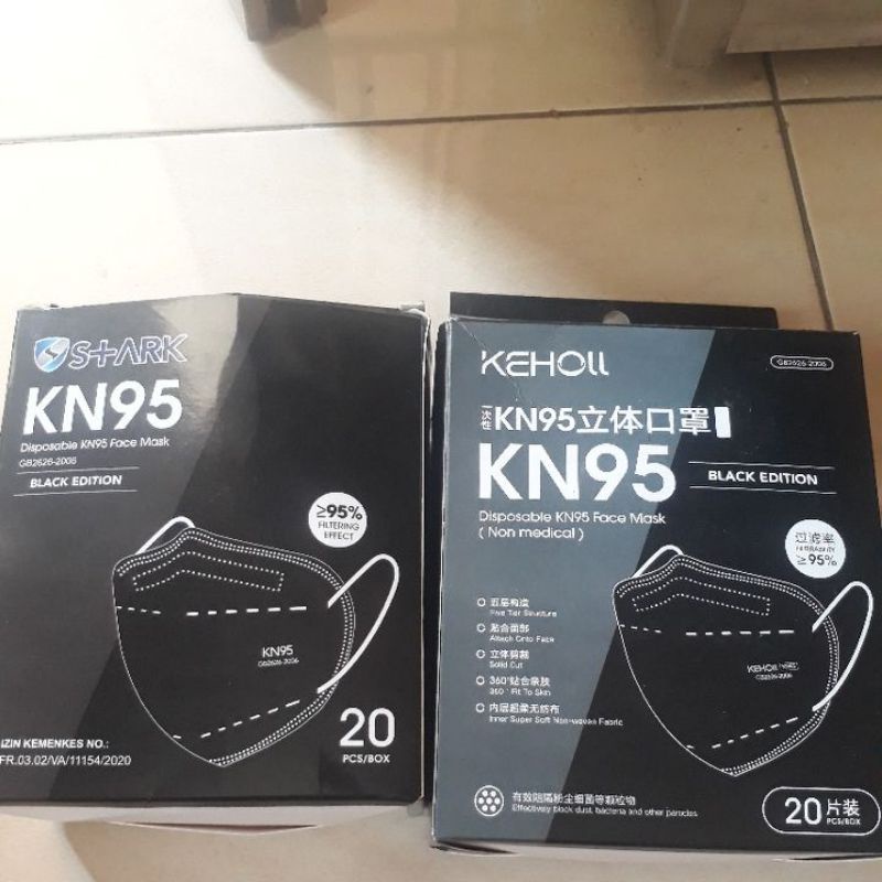 masker kn95 hitam isi 20pc keholl atau stark