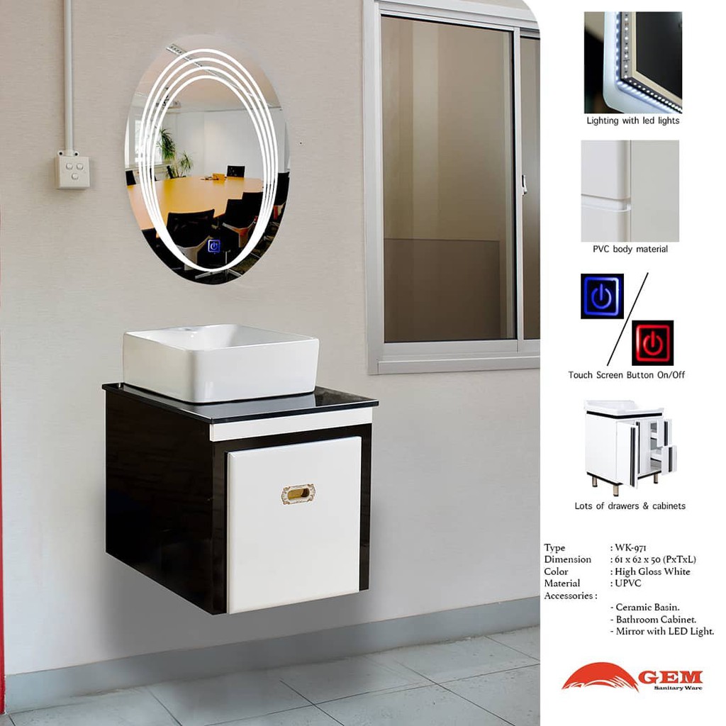 WASTAFEL KABINET GEM-971 SET DENGAN KACA