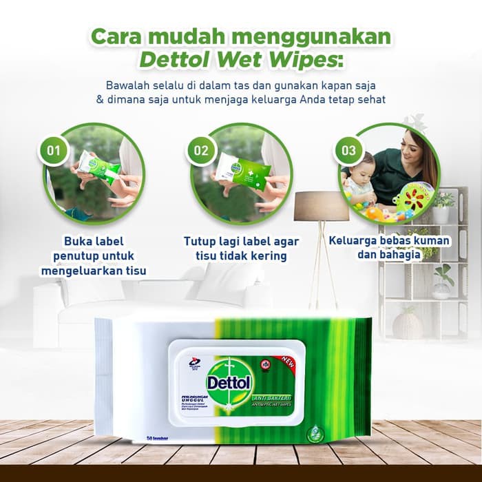 Dettol Wipes Original - isi 10 lembar - Tisu Basah Anti Kuman