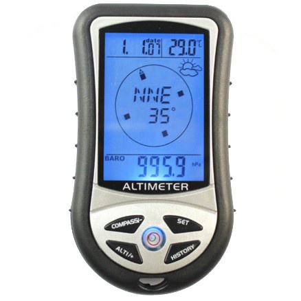 Mini 8 in1 LCD Digital Altimeter Barometer Thermo Compass Weather Forecasts Time Calendar - RV77