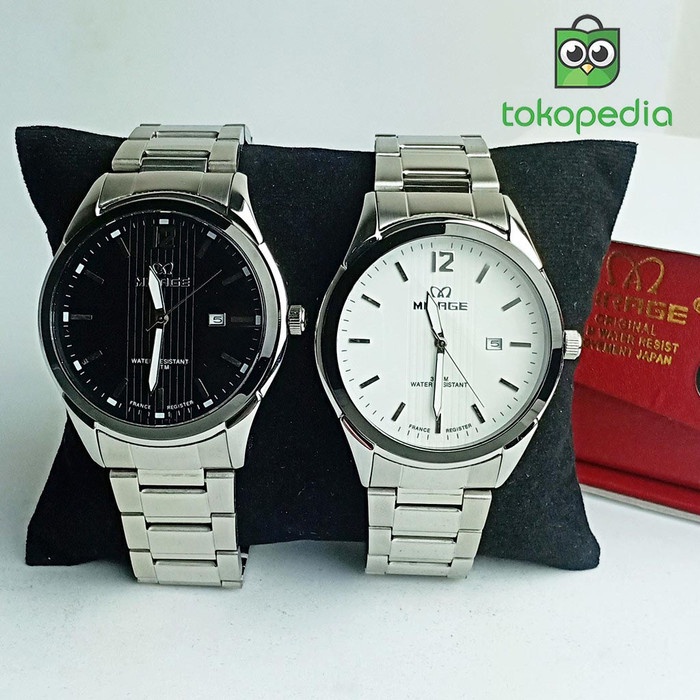 jam tangan ori original Pria Mirage Original Silver 7570M - Hitam murah termurah