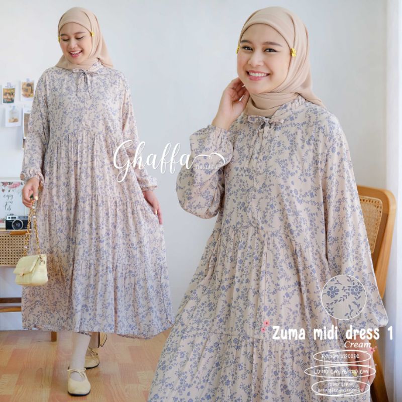 ZUMA MIDI DRESS BY GHAFFA THE LABEL / MIDI RAYON WANITA MUSLIMAH / LD110