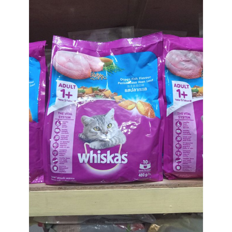 Whiskas Adult 480g Ocean Fish Makanan Kucing Repack Murah