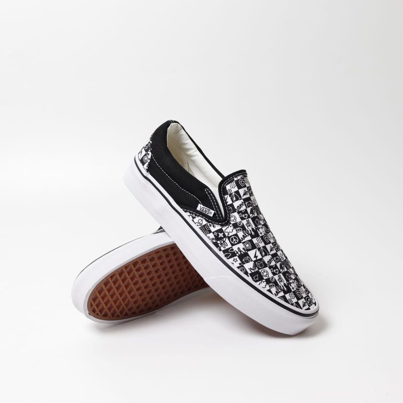 Vans Slip On Classics Doodle Checkerboard Black