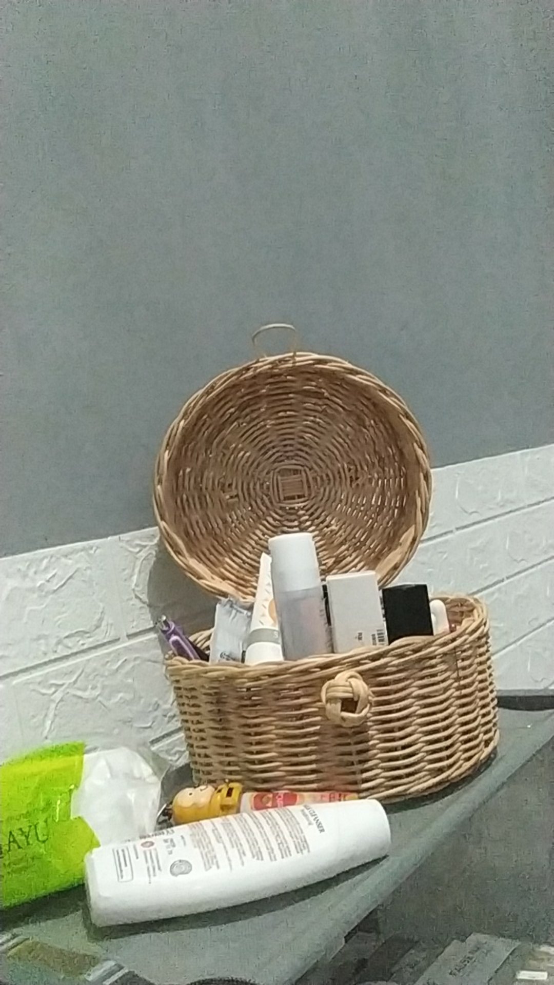 Keranjang Rotan Kotak Double 30x20x9cm Warna