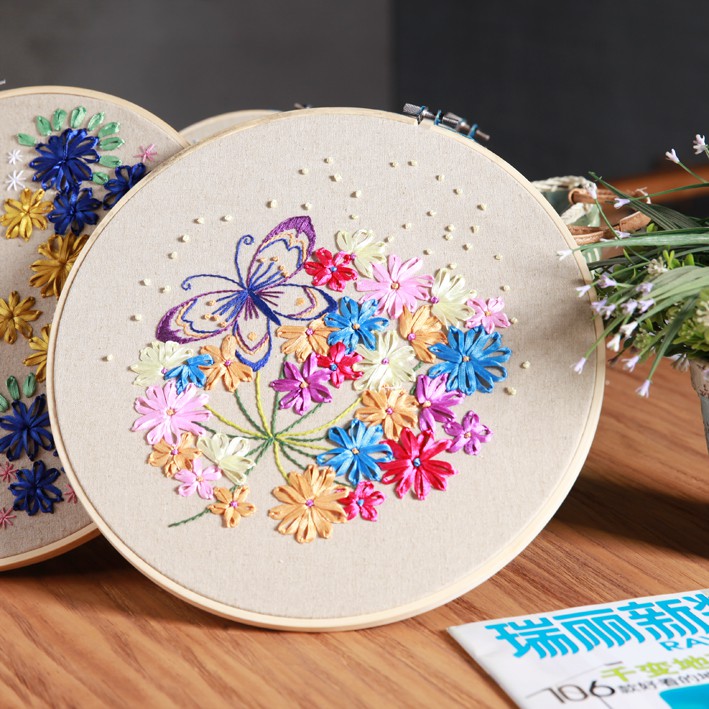 DIY embroidery kit sulam pita colourful butterfly