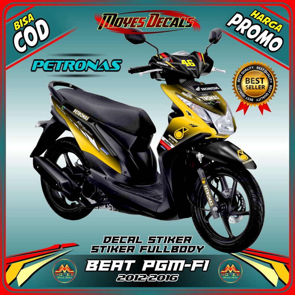 Decal Stiker Beat ESP FI Motif Petronas Kuning Full Body Variasi Stiker Motor