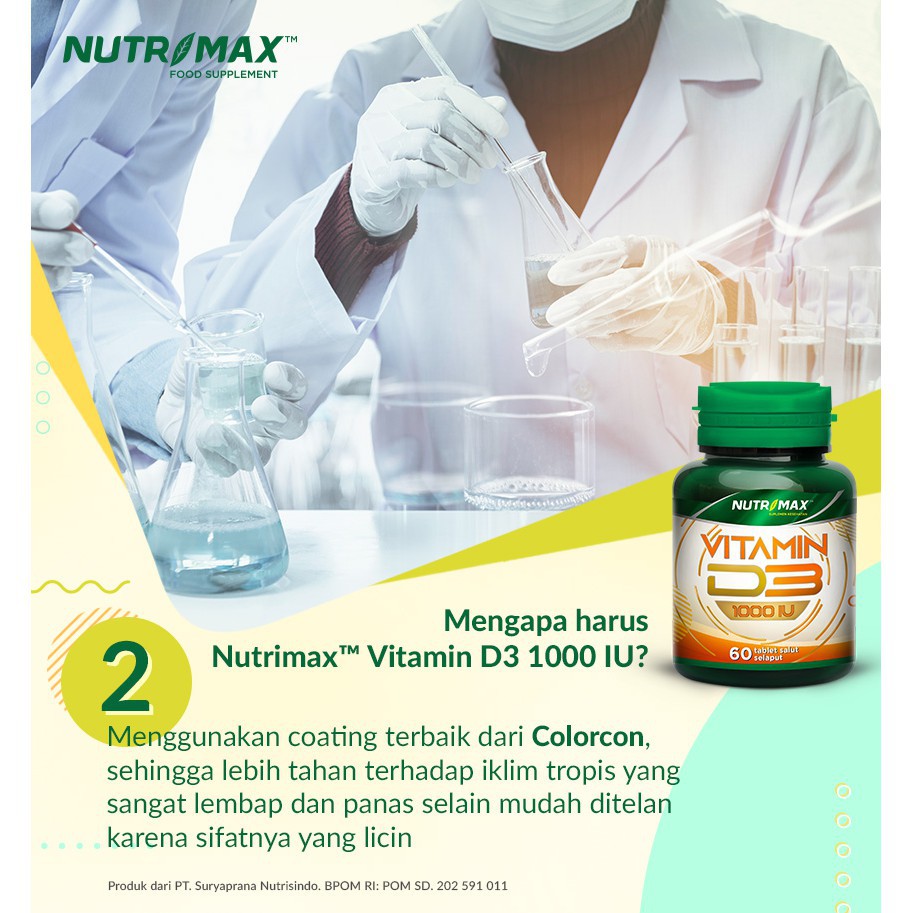 Vitamin D3 Nutrimax 1000 IU Kesehatan Tulang Gigi Imunitas Osteoporosis Autoimun