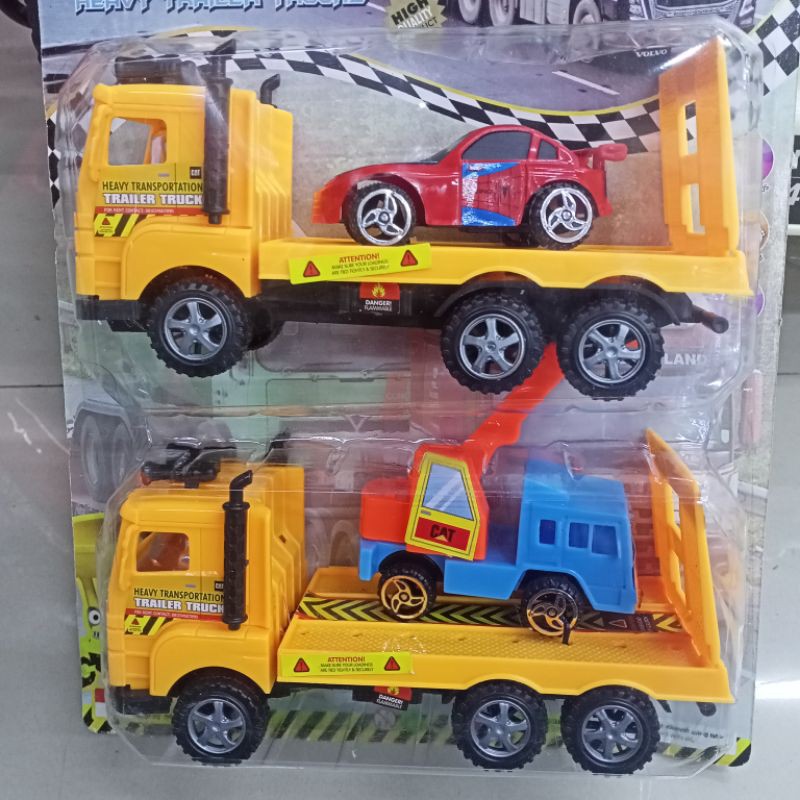 MAINAN MOBIL HEAVY TRAILER TRUCK KONTENER TOWING ISI 4 PCS