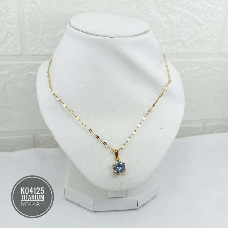 Kalung Titanium Zircon 8mm Gold K04152