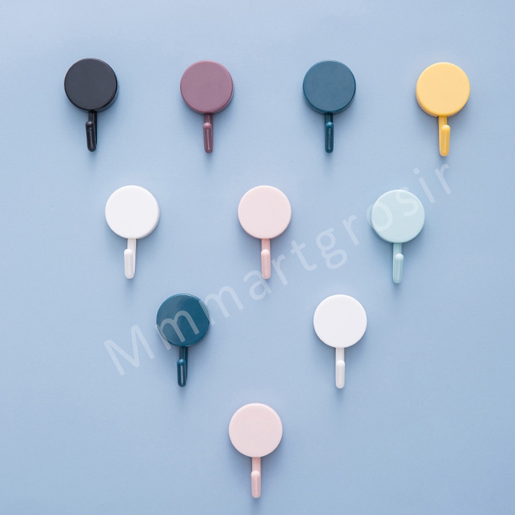 Kait Hook / Gantungan Tempel Lucu / Polos &amp; Bermotif / 10pcs