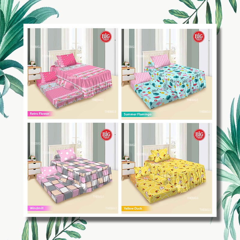 Sprei VITO 2in1 / DUO SORONG motif Alphabet Animal Channel Chibi BTS Doraemon Gucci Hello World Little Star London Louis Love Panda Milano Pinky Love Puzzle Retro Flower Summer Flamingo Yellow Duck   - SORONG 120x200 Single 120 SP DUO