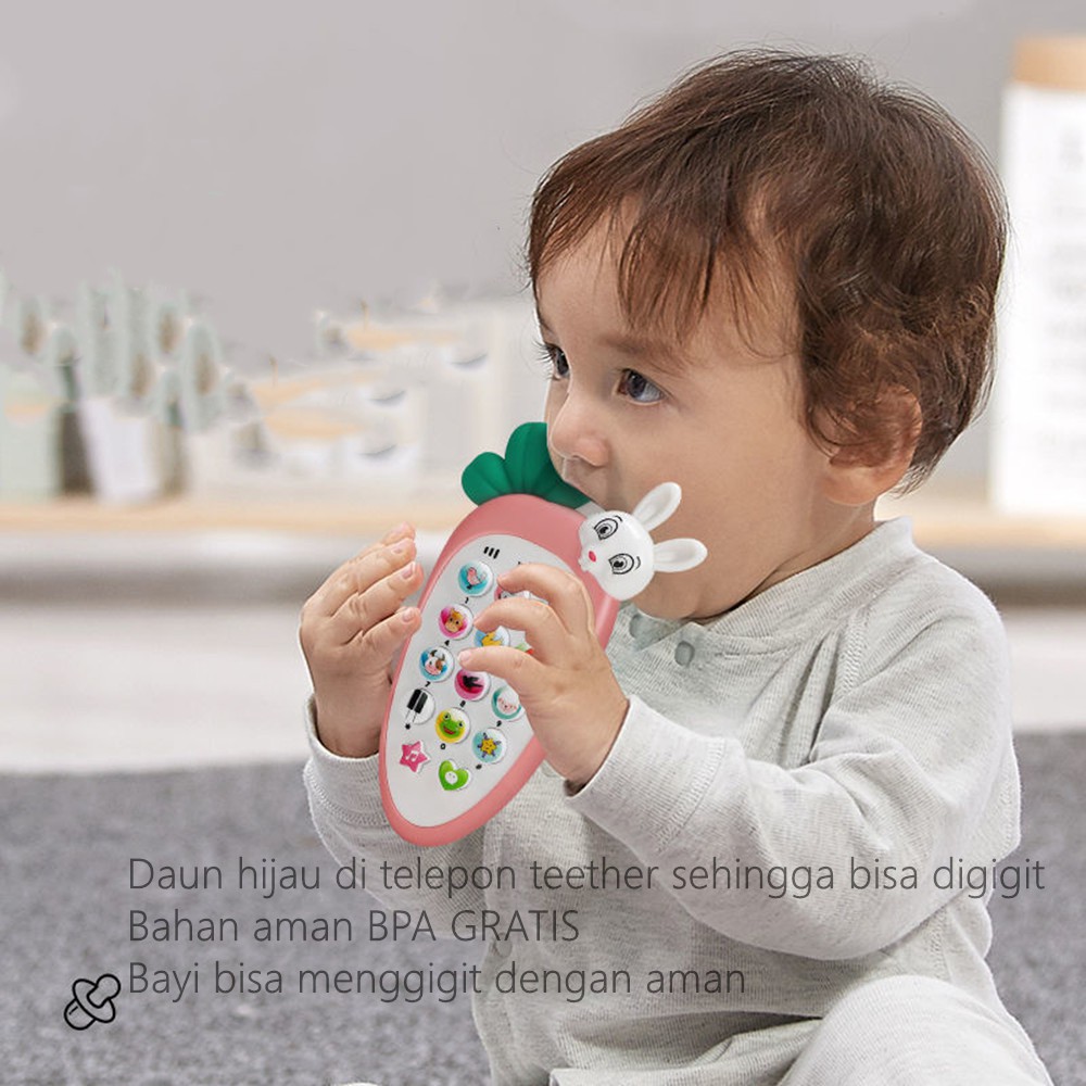 HIPPO LAND Mainan Ponsel Bayi / Mainan Handphonebayi /Telepon Pendidikan Awal dengan Lampu Musik 75