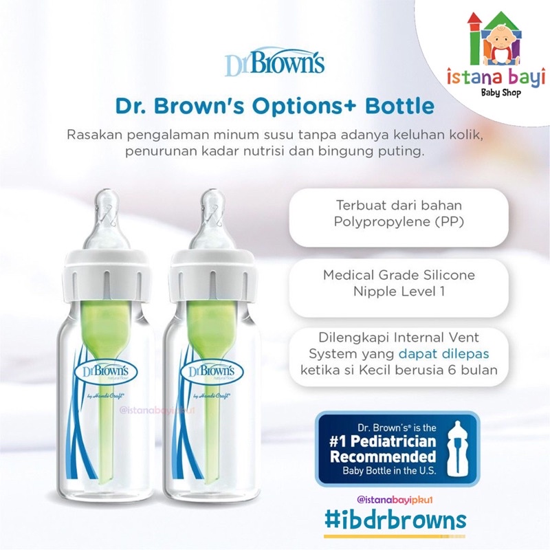 Dr. Brown's 4oz/120 ml PP Narrow neck/&quot;Option+ 2 Pack/Botol Susu SB42405