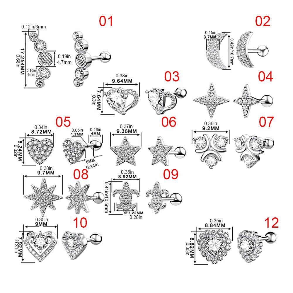 Solighter Tragus Cartilage Piercing Steel Aksesoris Ears Stud Helix Anting Tulang Telinga