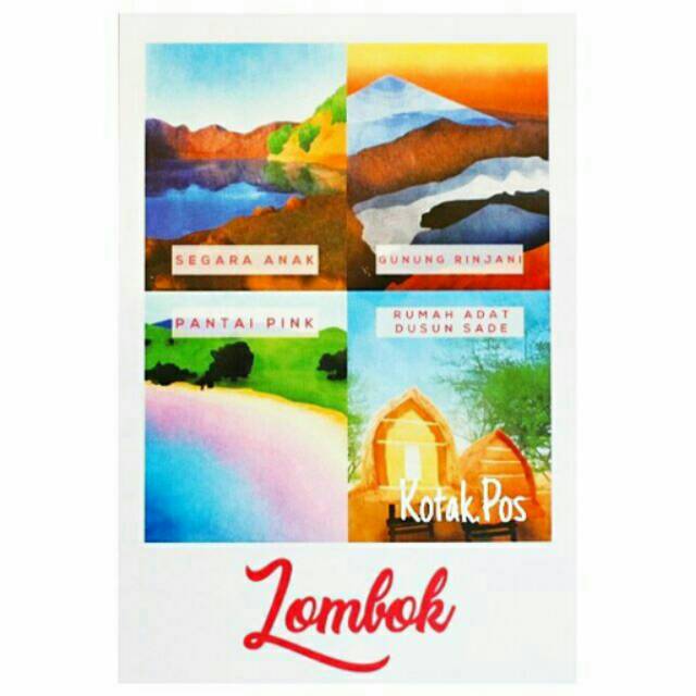 

LOMBOK CITY VIEW SERIES KOTA INDONESIA ILUSTRASI KARTU POS POSTCARD POSTCROSSING SURAT FILATELI UNIK