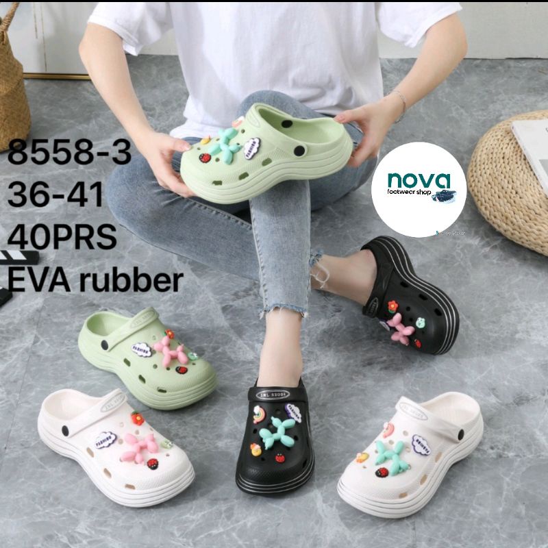 EVA RUBBER sandal viral sendal wedges karet baim korean ori produk impor