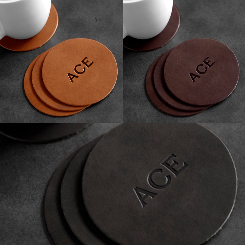 Coaster Custom Faux Leather | Tatakan Gelas Cafe/Resto/Couple/Souvenir (ASTRO)