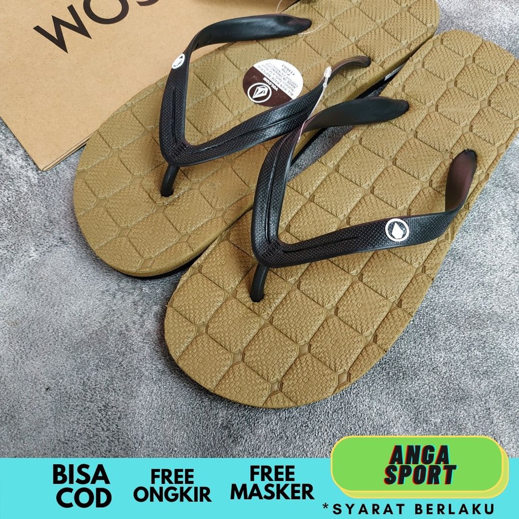 SANDAL PRIA VOLCOM /  SANDAL JEPIT COWOK / SENDAL SANTAI WANITA / SENDAL DISTRO BRANDED MOTIF KOTAK