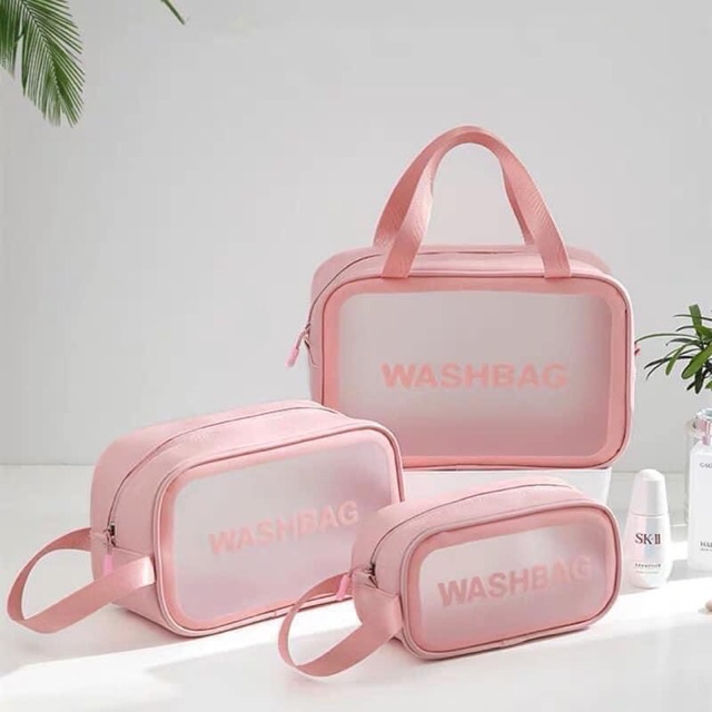 Tas Kosmetik Transparan Washbag Anti Air / Tas Travel Toiletry Bag Waterproof  - Pouch Make Up Toiletries - Tas Sabun Peralatan Mandi Travel