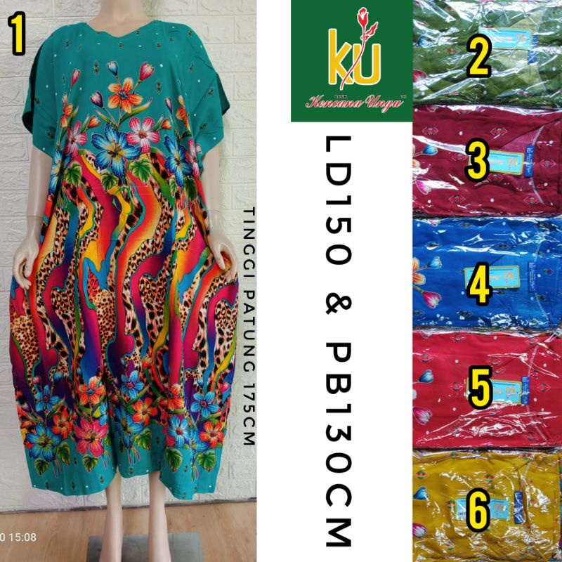 Ld Kalong Serut KUB-Jumbo Batik Kencana Ungu Label Biru Original Longdress Daster Panjang Lowo Kelel