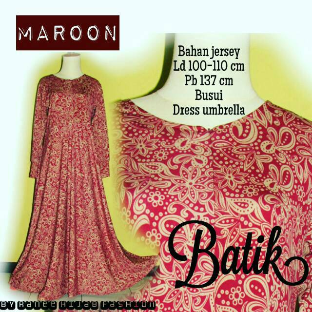 Gamis jersey motif batik