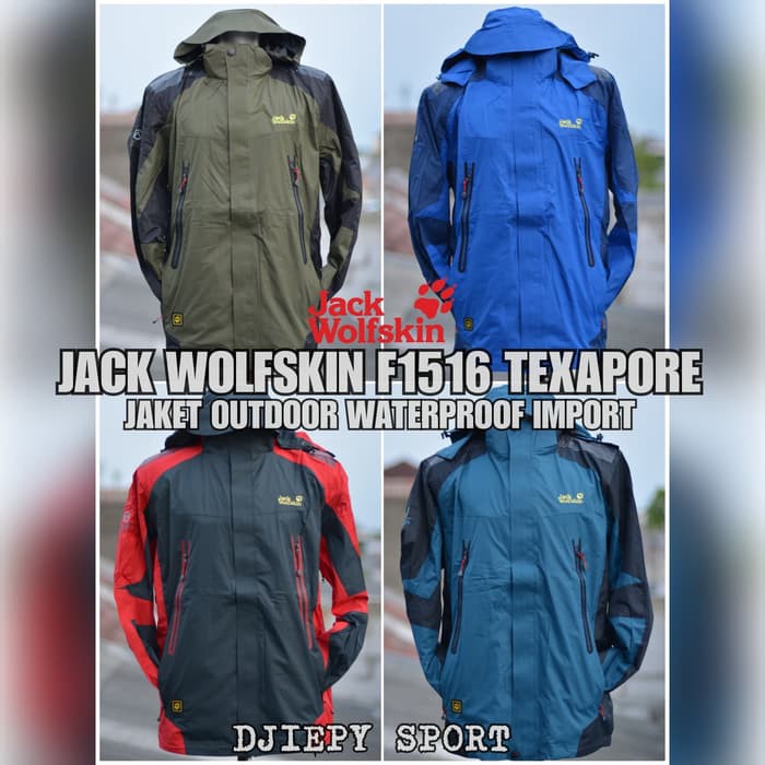 Kekinian JACK WOLFSKIN F1517 JAKET GUNUNG OUTDOOR PREMIUM TEXAPORE WATERPROOF - Hitam- XXL
