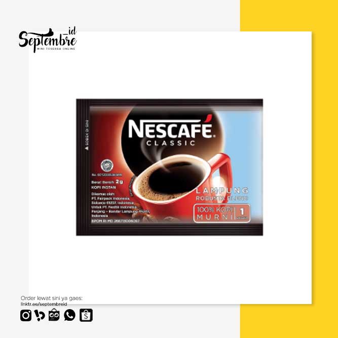 

Nescafe Classic Kopi Bubuk Instant 2 Gram 1 Pak Isi 10 Sachet