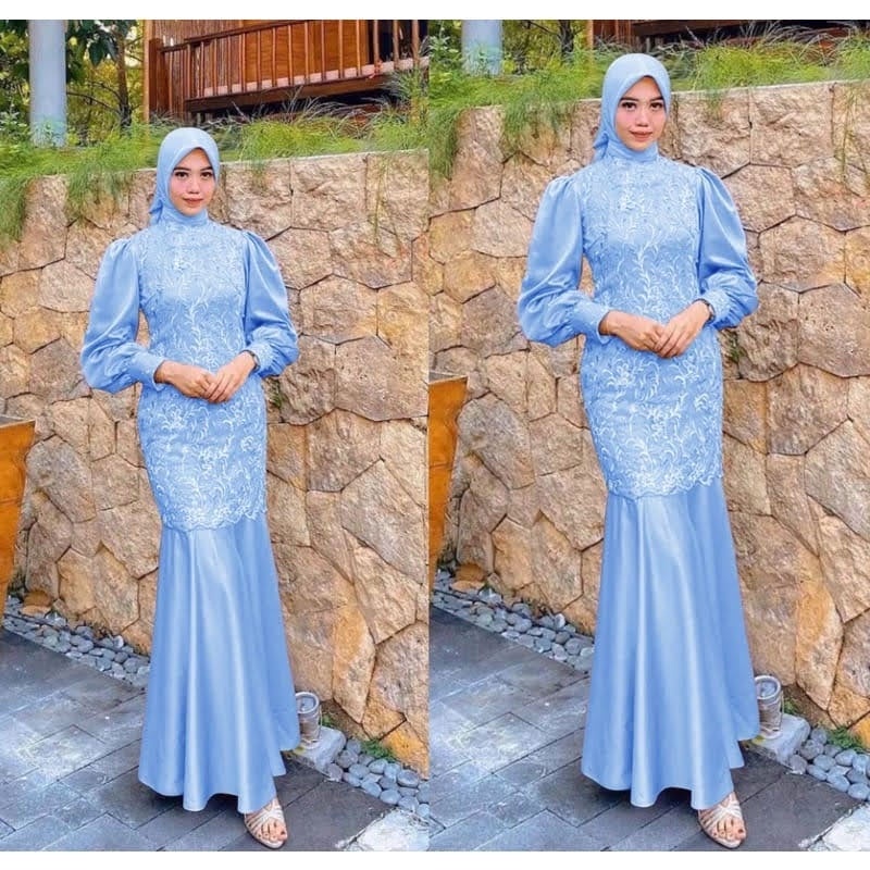 ELDE 12 - MAXI DESYA DUYUNG MAXY DRESS BAHAN TILE MUTIARA IMPORT LAPIS FURING KOMBI MOSTCREPE BAGIAN BELAKANG POLOS CREPE SLETING DAN KARET BELAKANG