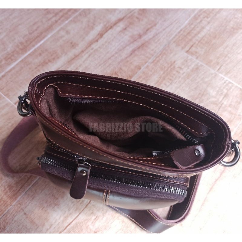 tas selempang kecil pria kulit sapi asli