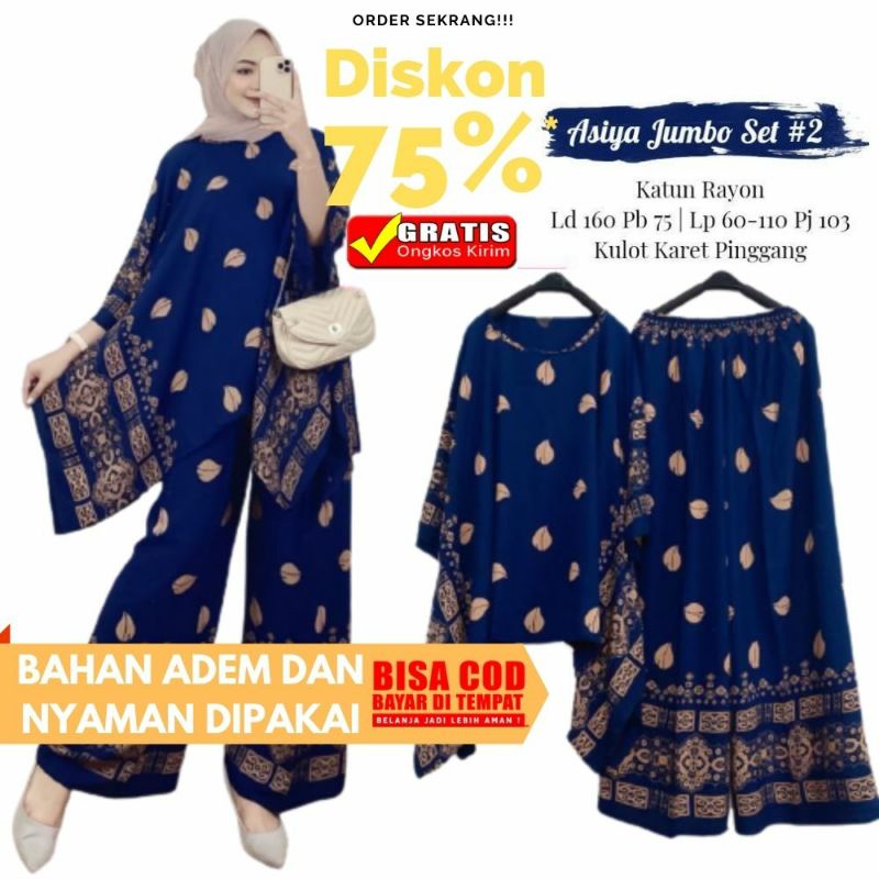 JUMBO / Setelan Wanita Waka Wakawaka Asiya Big Set Size Jumbo Busui Rayon Tebal - Set Wanita / One S
