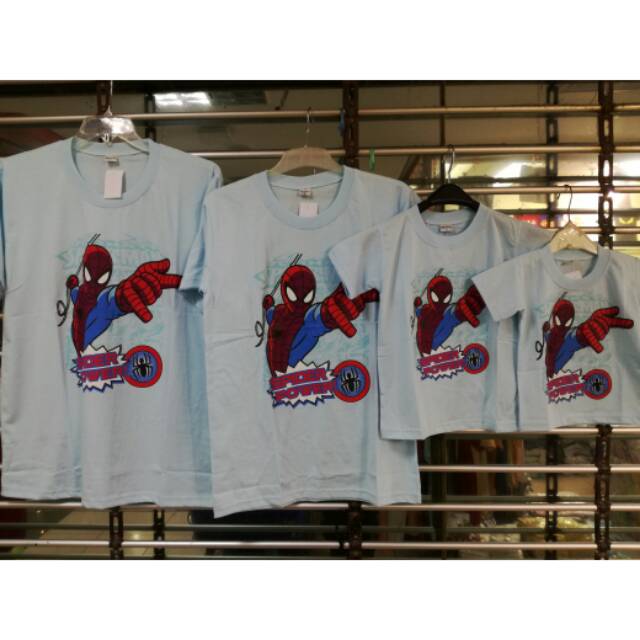 Baju kaos pasangan couple family  motif spiderman cotton murah