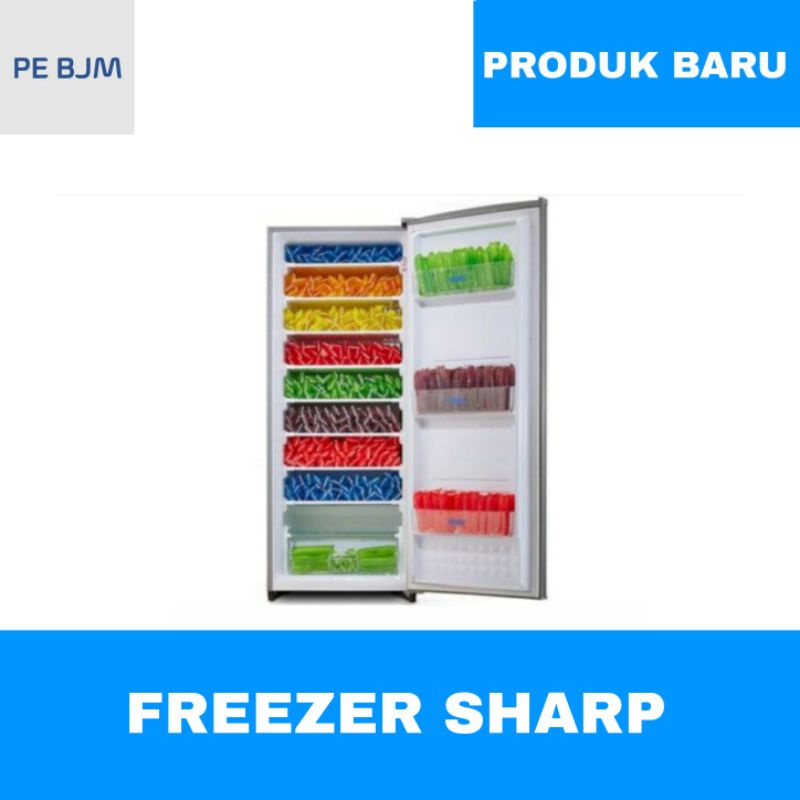 FREEZER SHARP 6 RAK - FJ-M189N-SS - GARANSI RESMI - KIRIM INVOICE