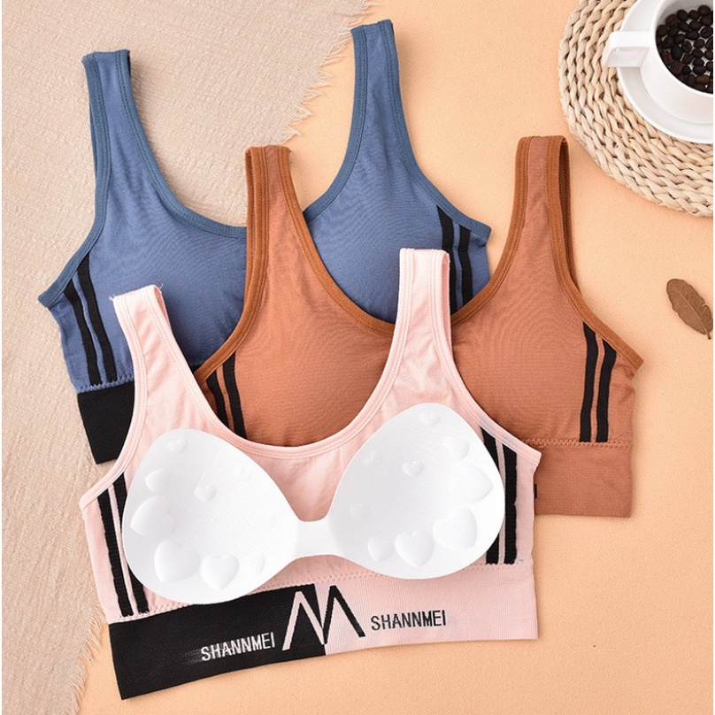 Sport Bra Wanita Shangmei Busa Tebal Nyaman BH Sport jogging Zumba Fitness Gym Indoor Outdoor