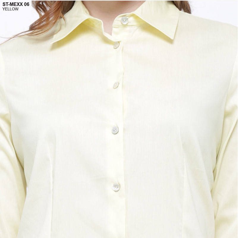 Kemeja Wanita Office Formal Polos Lengan Panjang Katun Stretch-3