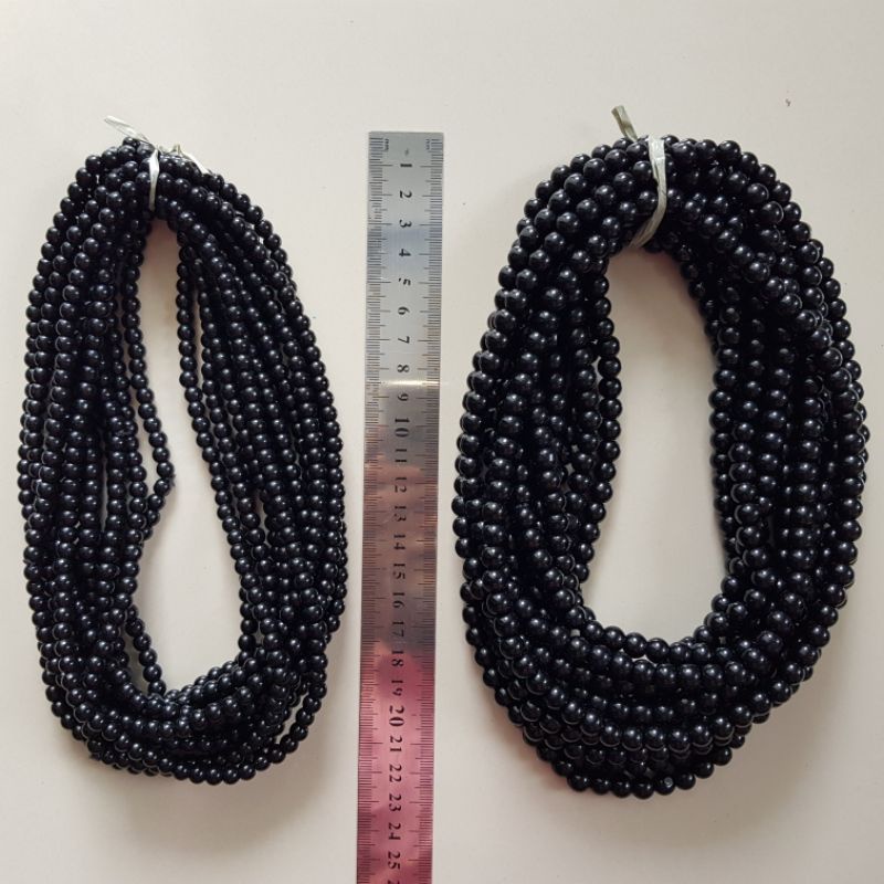 Kalung Etnik Manik-Manik HITAM 45cm Molor 12buah Kulakan Grosir