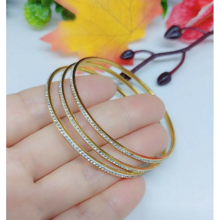 Gelang tangan titanium / gelang bulat batu zircon anti karat tidak mudah luntur