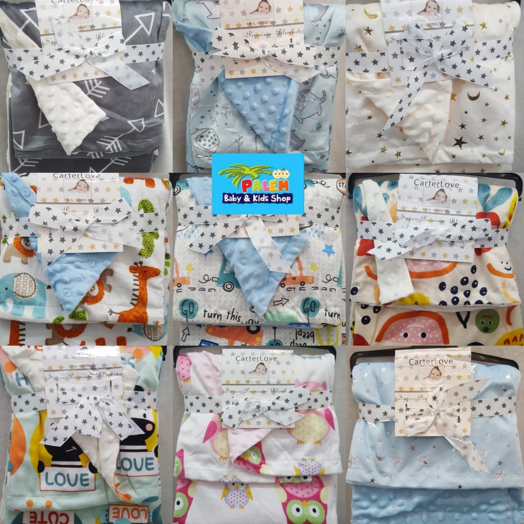 carterlove selimut double flecee cotton face - selimut bayi polkadot motif 108514