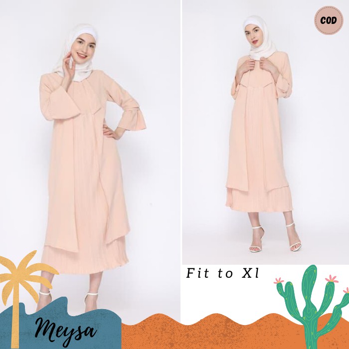 LUVENA GAMIS PLISKET DRESS OUTER GAMIS POLOS DRES PLISKET BAJU GAMIS REMAJA MUSLIM MK 263 TERBARU