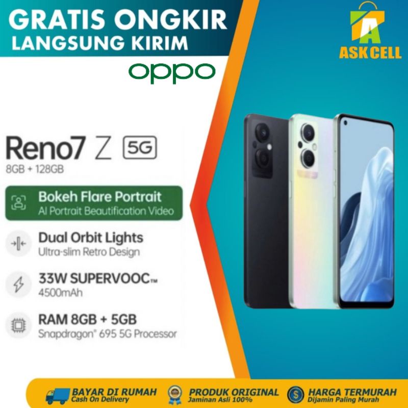 oppo reno 7z 5g ram 8 5 128gb new garansi resmi handphone android smartphone hp original hp garansi 