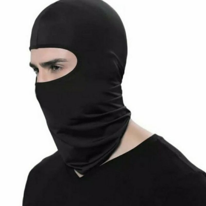 Masker Motor Sarung Kepala Helm ninja skull cap - HITAM ALL SIZE