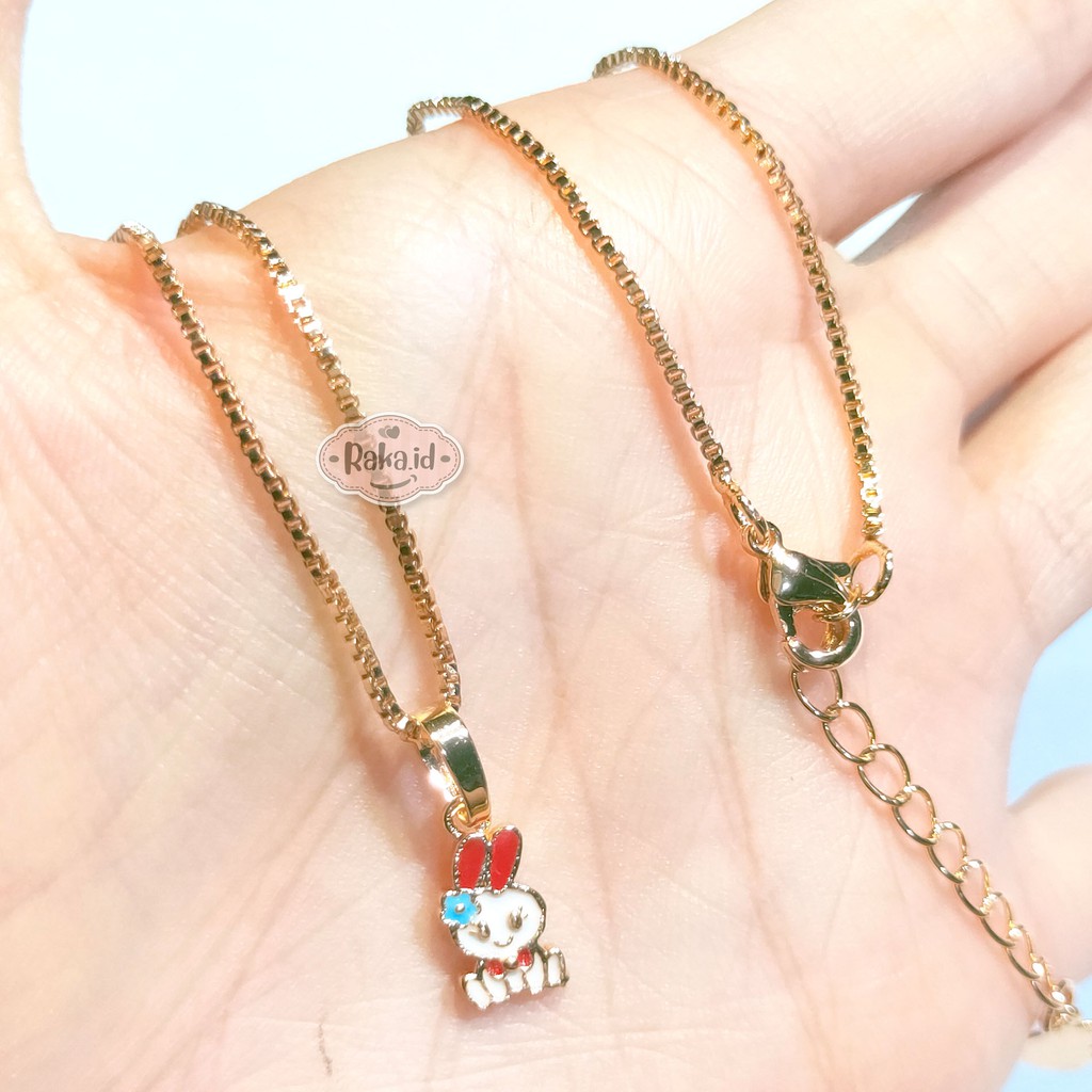 RAKA Acc - Kalung Anak Kelinci Bunny Merah Perhiasan Cantik Anak Lapis Emas 18k 469