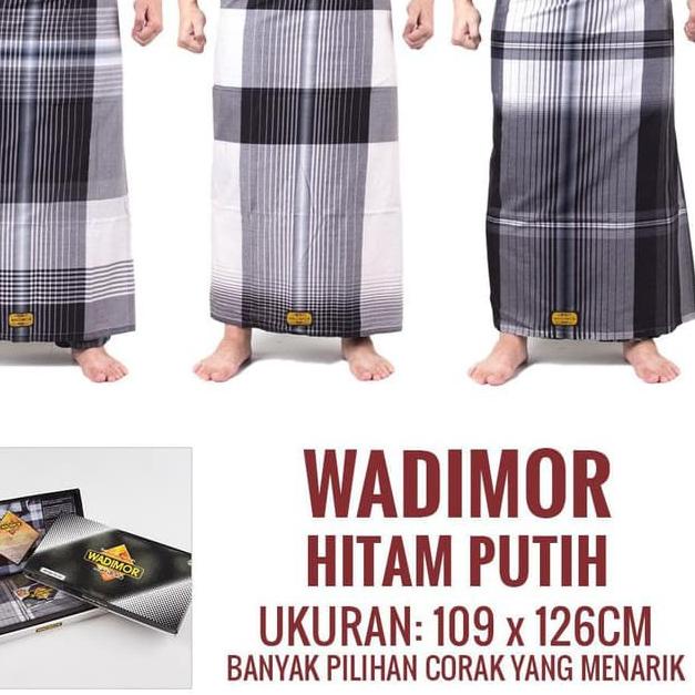 Terjangkau - Sarung WADIMOR Aneka Motif - Padang Horizon Horison Hitam Putih Polos - Tenun Songket S