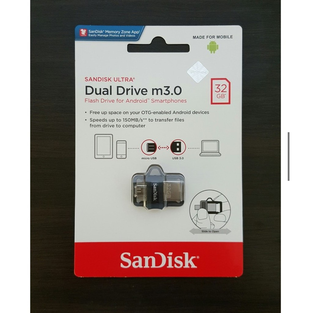 Original Sandisk Dual Drive m3.0 Flashdisk OTG 32GB Flash Drive