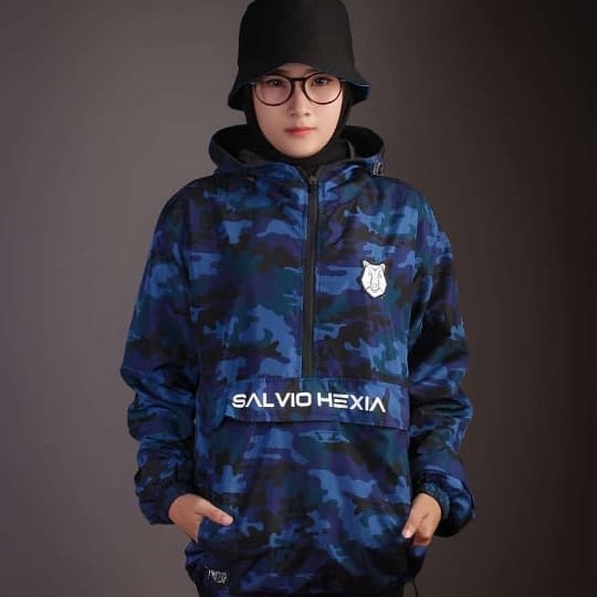 Jaket Parka Tracker Waterproof - Jaket Cagoule Camo Blue Salvio Bear Original