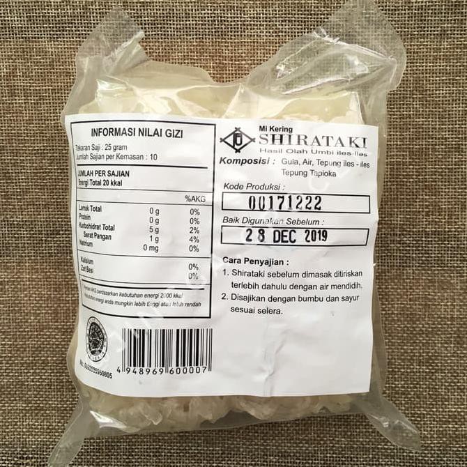 

075L DRY SHIRATAKI MIE KERING SHIRATAKI DIET KETO 10 KEPING 250GR Q6TH