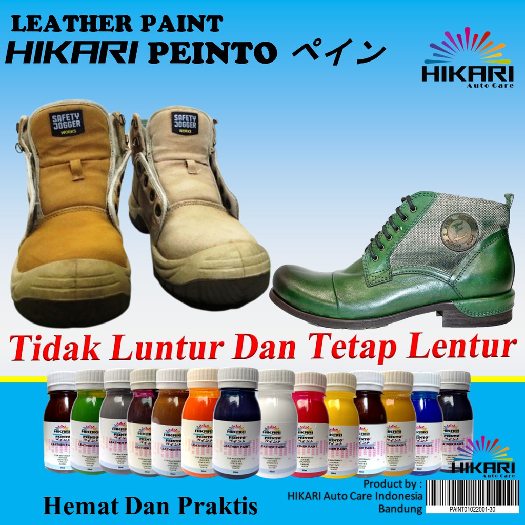 Cat Sepatu, Cat Tas, Cat Canvas, Suede, Cat Kulit, Dompet Leather Paint Untuk Bahan Sintesis/ Syntetic - Hikari Peinto