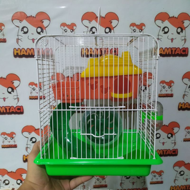 KANDANG HAMSTER/GERBIL/TIKUS 2 TINGKAT SWEET FULLSET