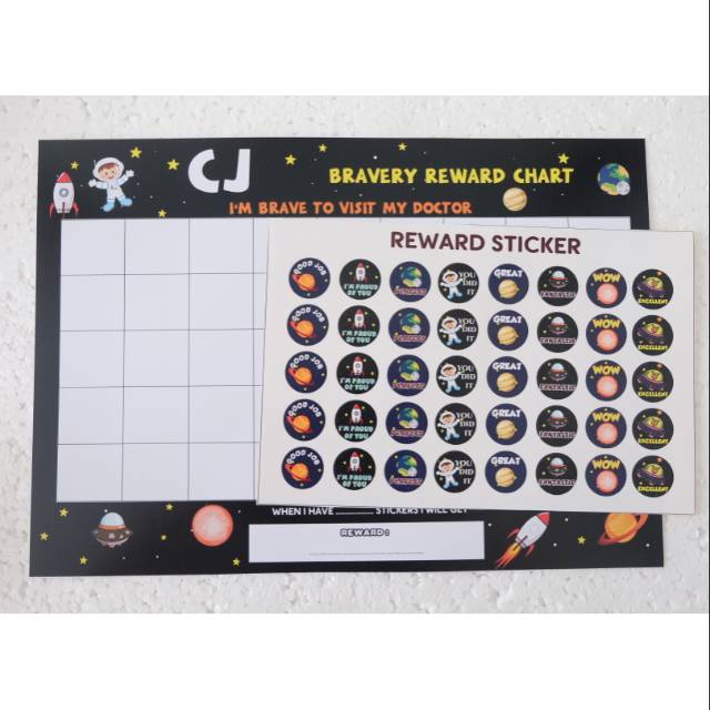 

BRAVERY REWARD CHART / STIKER PENGHARGAAN UNTUK KEBERANIAN KE DOKTER